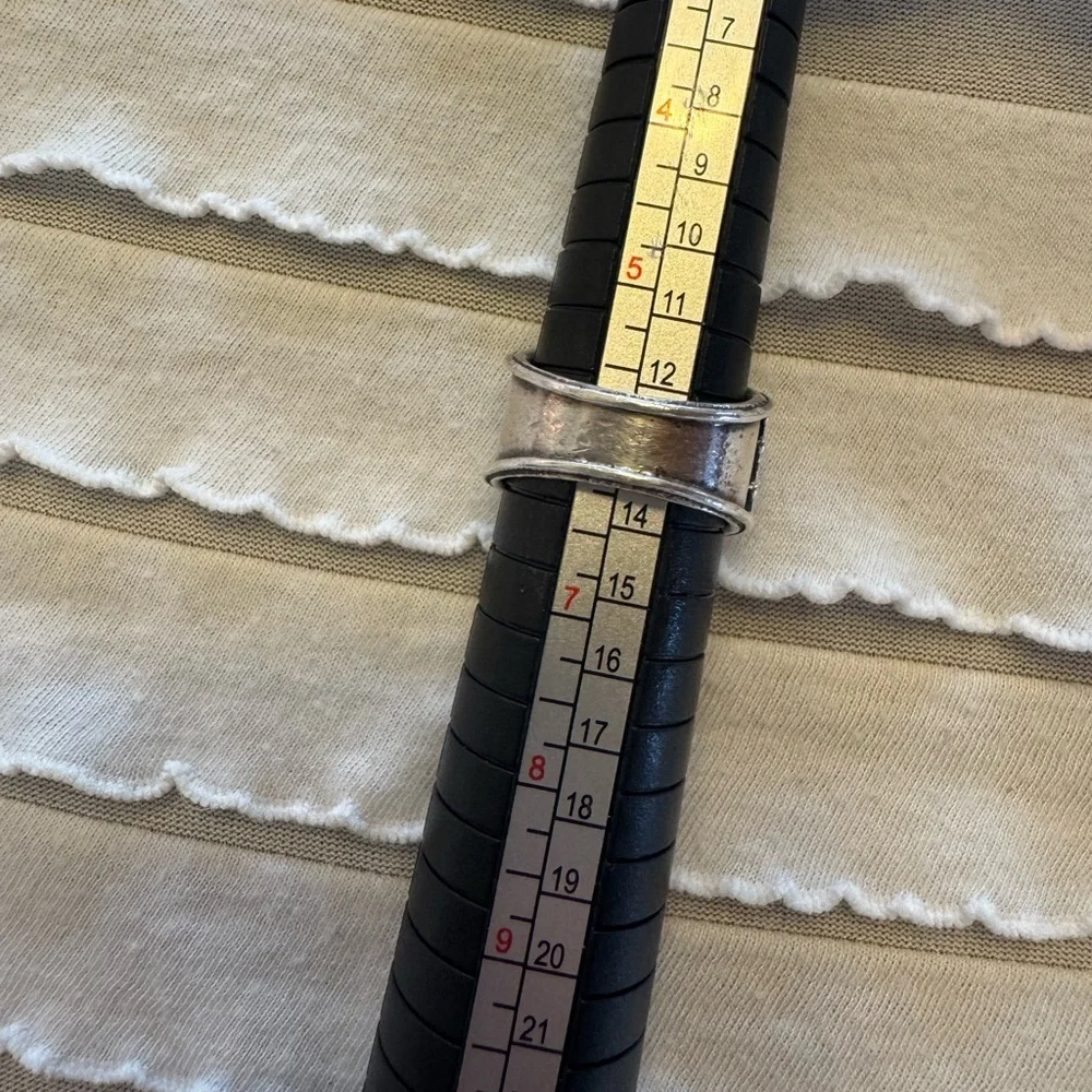 Vintage Enameled MultiColor Sterling Silver Wide Band Ring 925 Sz 6 Tribal Inlay